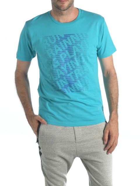 T-shirt imprimé sport coloris turquoise