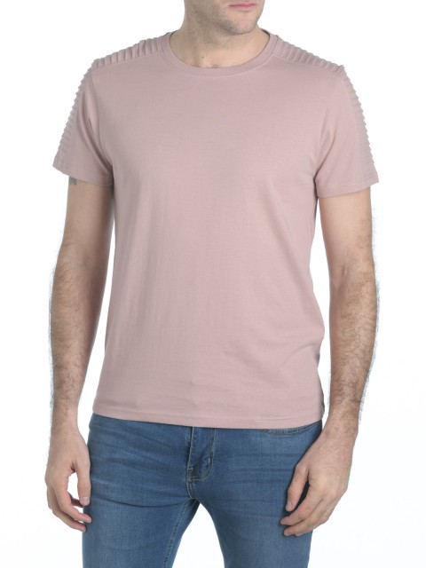 T-shirt découpe épaule vieux rose homme