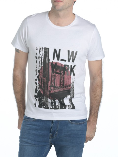 T-shirt imprimé New-York blanc