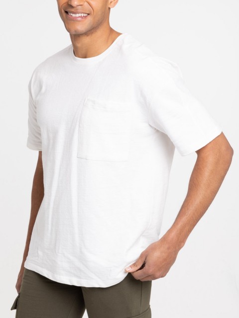 Tee-shirt Basic avec poche écru homme