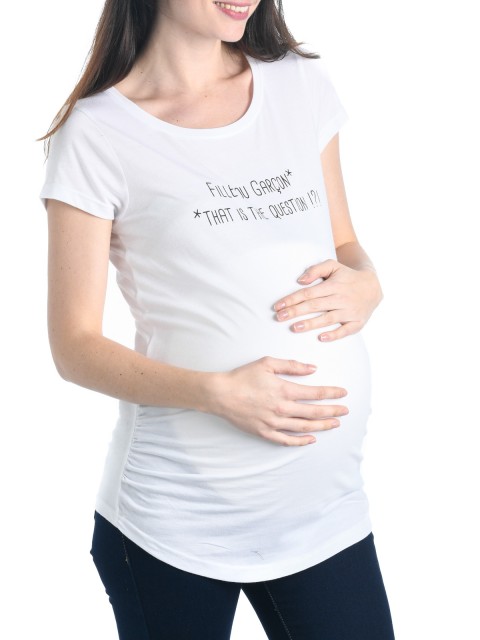T shirt maternité message blanc femme