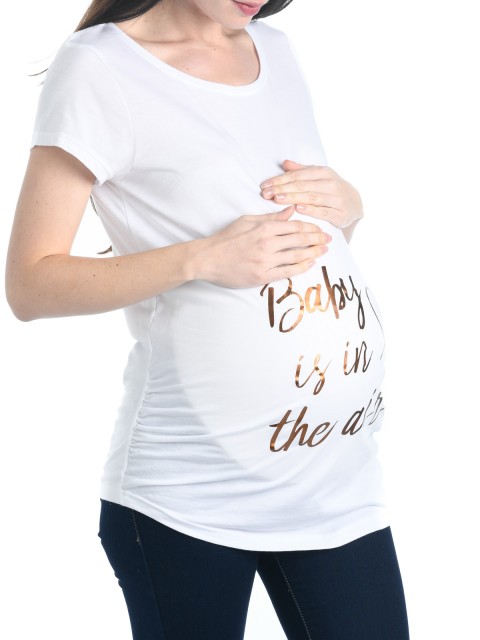 T shirt message blanc maternité femme