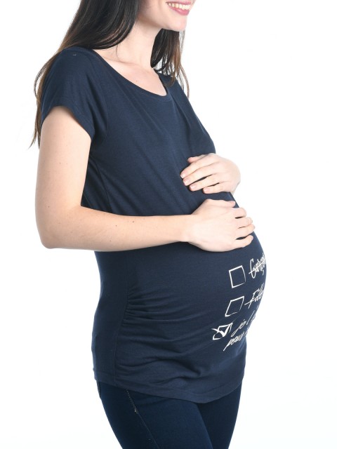 T shirt maternité message marine femme