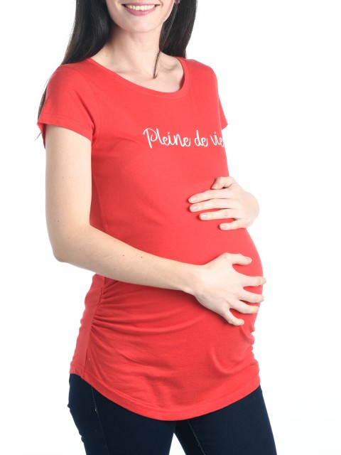 T shirt maternité message rouge femme