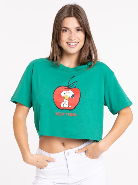 T-shirt Snoopy court oversize femme