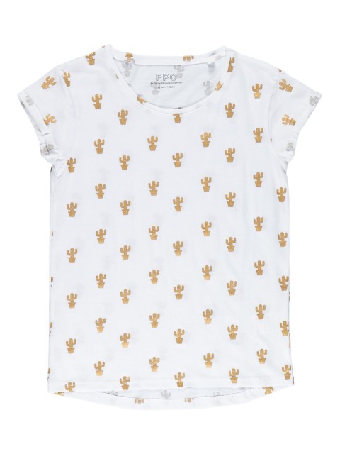 T-shirt blanc imprimé cactus (10-16A)