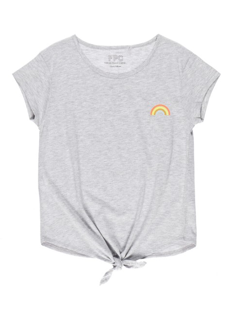 T-shirt gris bas à nouer fille (10-16A)