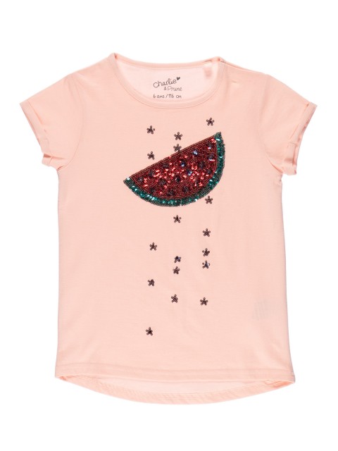 T-shirt pastèque sequins fille (3-10A)