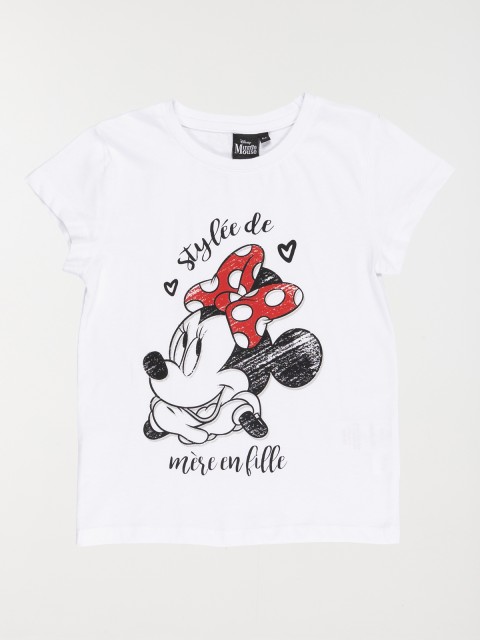 T-shirt Minnie blanc fille (3-8A)