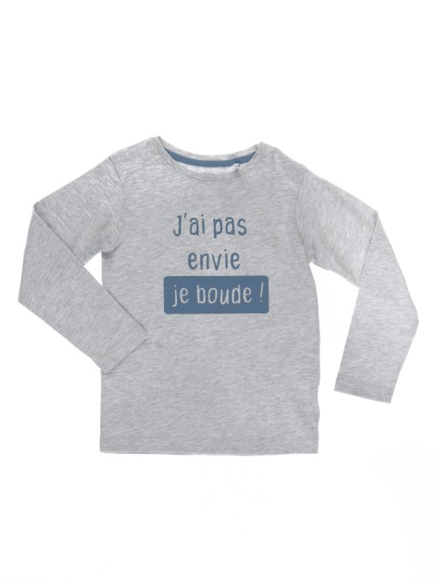 T-shirt basique imprimé gris chiné(3-8A)