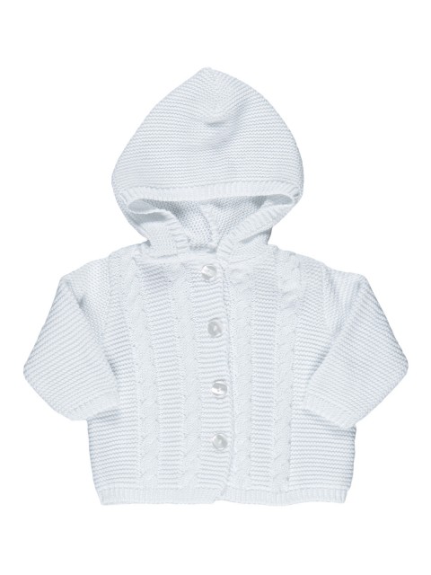 Veste tricot blanc bébé (0-3M)