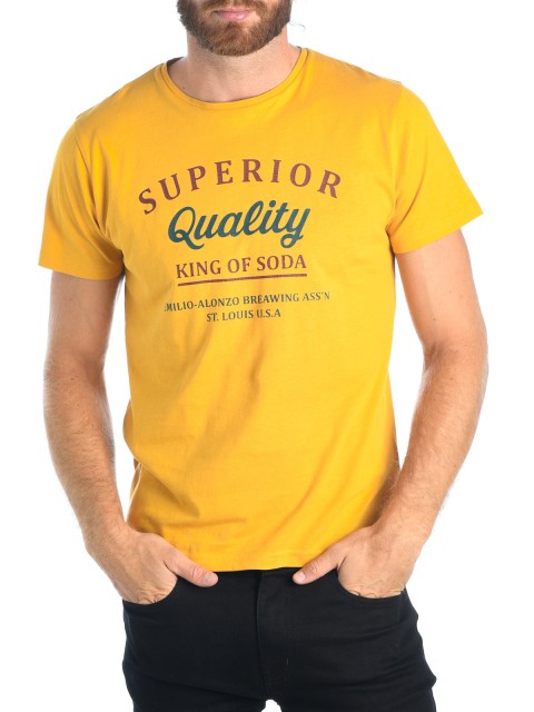 T-shirt imprimé fantaisie curry homme