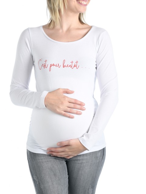 T-shirt maternité à message blanc