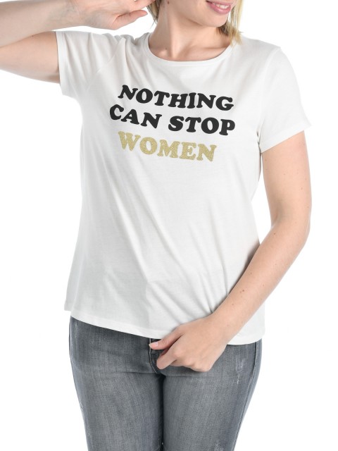 T-shirt à message femme écru