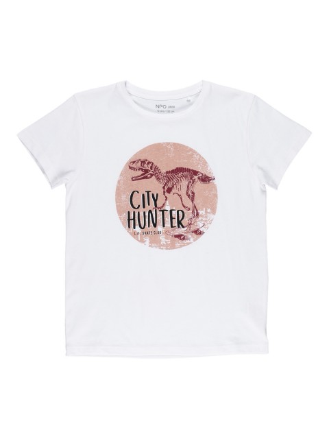 T-shirt blanc dinosaure garçon (10-16A)