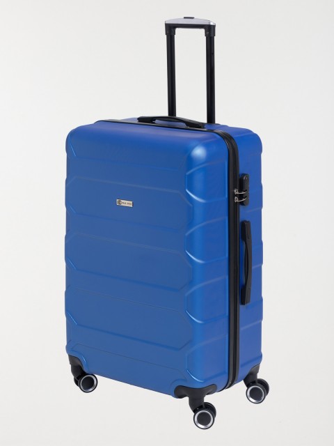 Valise rigide bleue à roulettes