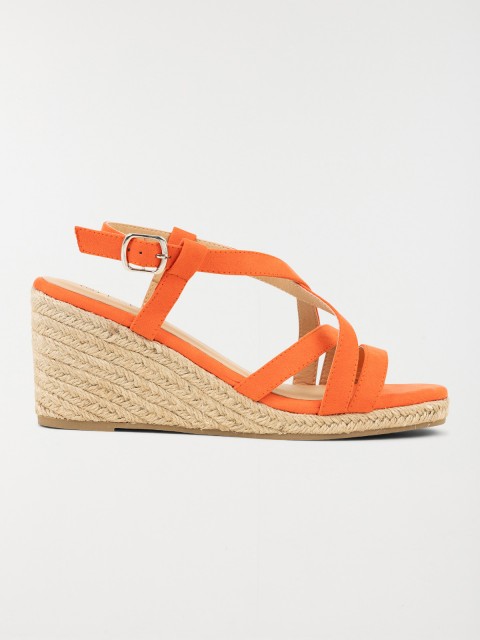 Sandale compensée orange femme (36-41)