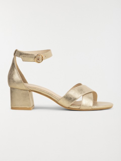 Sandales dorées à talon femme (36-41)