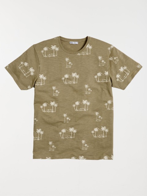 T-shirt motif palmier tilleul homme