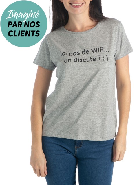 T-shirt message gris chiné femme