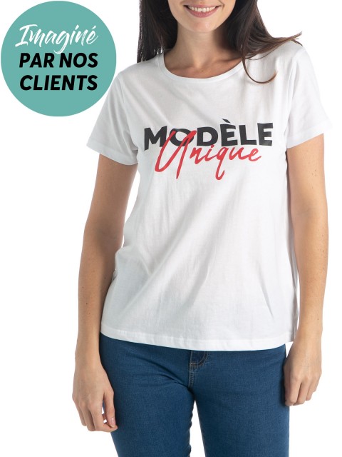 T-shirt à message blanc femme