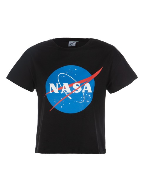 T-shirt noir imprimé "NASA" femme