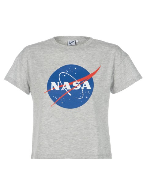 T-shirt gris chiné imprimé "NASA" femme