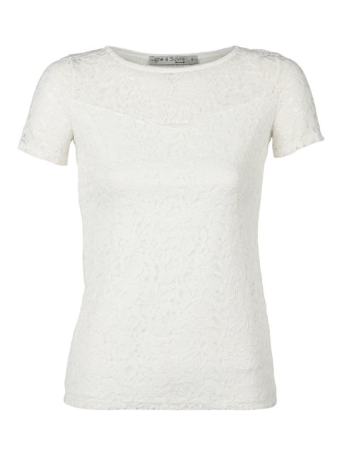 T-shirt blanc dentelle femme