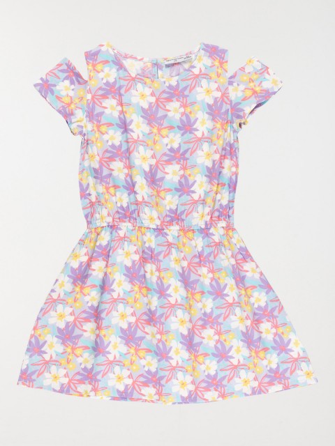 Robe florale lilas fille (3-12A)