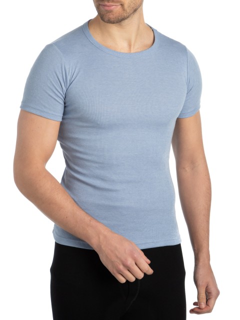 T-shirt bleu jean col rond homme