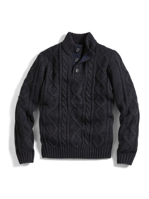 Pull marine col montant homme