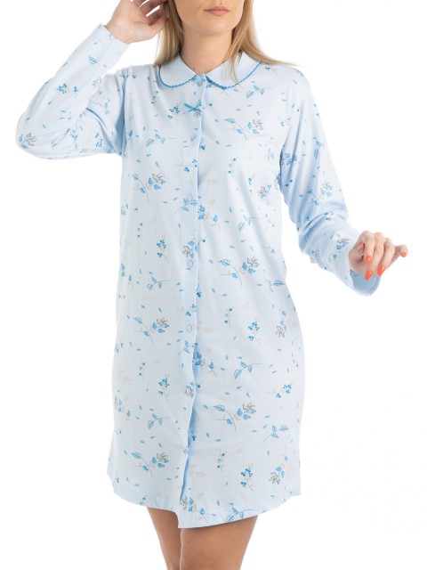 Chemise de nuit fleurie bleue femme