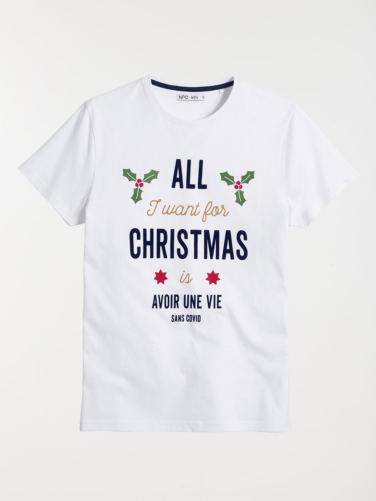 T-shirt blanc de Noël homme - DistriCenter
