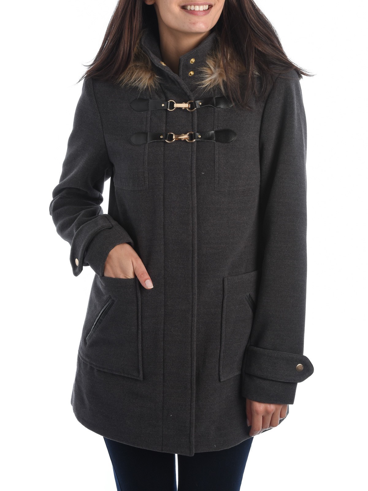 Manteau capuche gris anthracite femme - DistriCenter