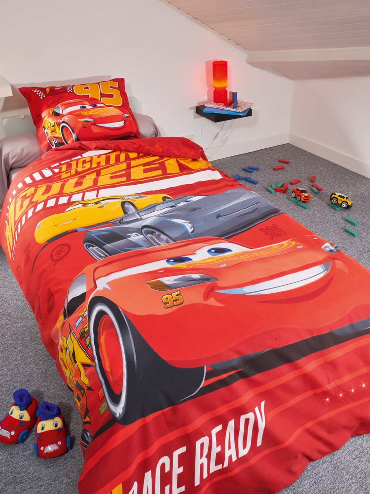 Generic Parure de lit Cars pour lit 1 place - Parure de lit pour enfant -  Housse de