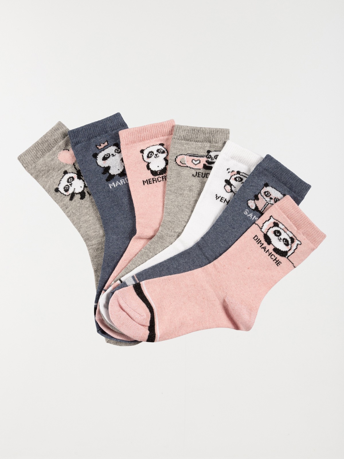 Lot 7 paires chaussettes fille panda - DistriCenter