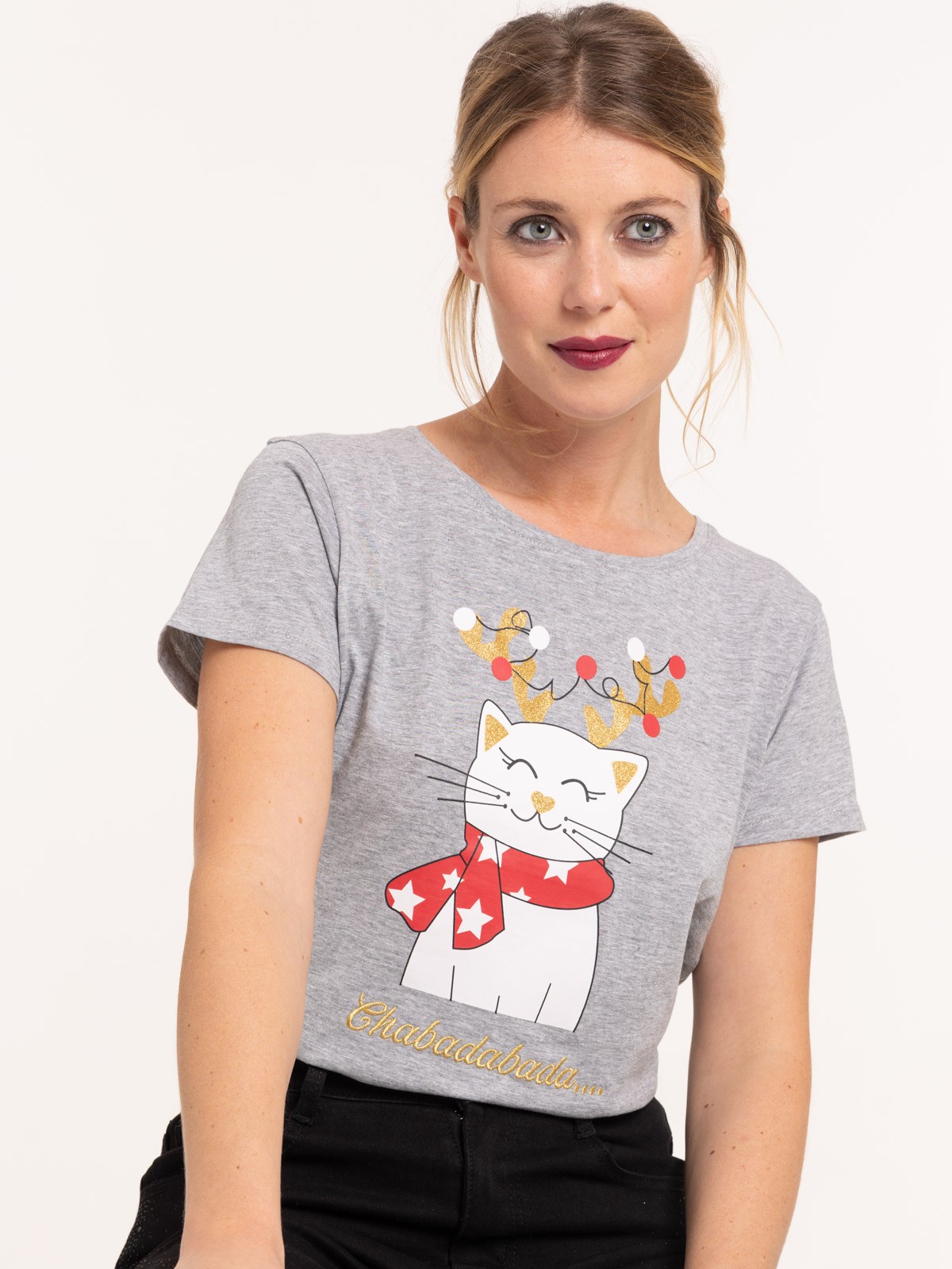 T-shirt chat de noël femme - DistriCenter