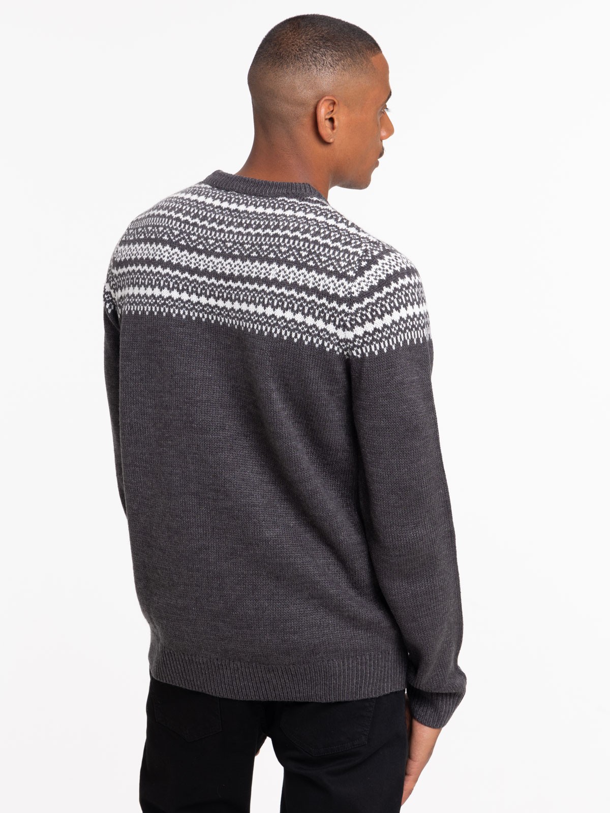 Pull col rond noir homme - DistriCenter